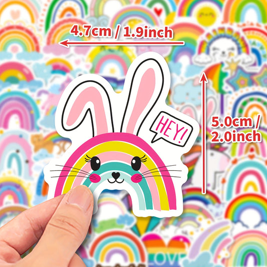 50pcs Rainbow Waterproof DIY Stickers for Water Bottle Laptop Phone Skateboard