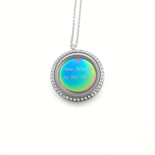 Personalized Silver Rhinestone Pet Memorial Pendant with Engraving