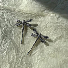 2pcs Vintage Silver Dragonfly Hairpins Bridal Hair Accessories