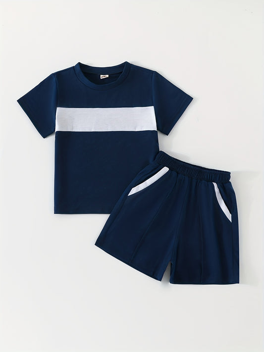 2pcs Boys Teen Casual T Shirt & Shorts Set for Summer