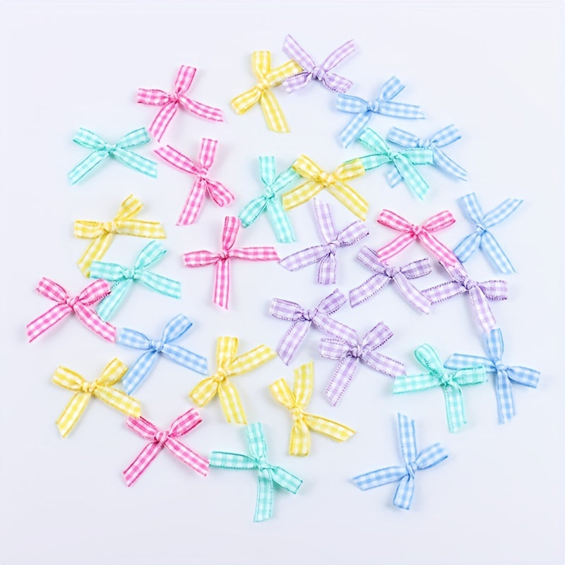 30pcs Colorful Plaid & Ribbon Bows Hair Clips DIY Decoration Crafts
