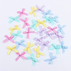 30pcs Colorful Plaid & Ribbon Bows Hair Clips DIY Decoration Crafts