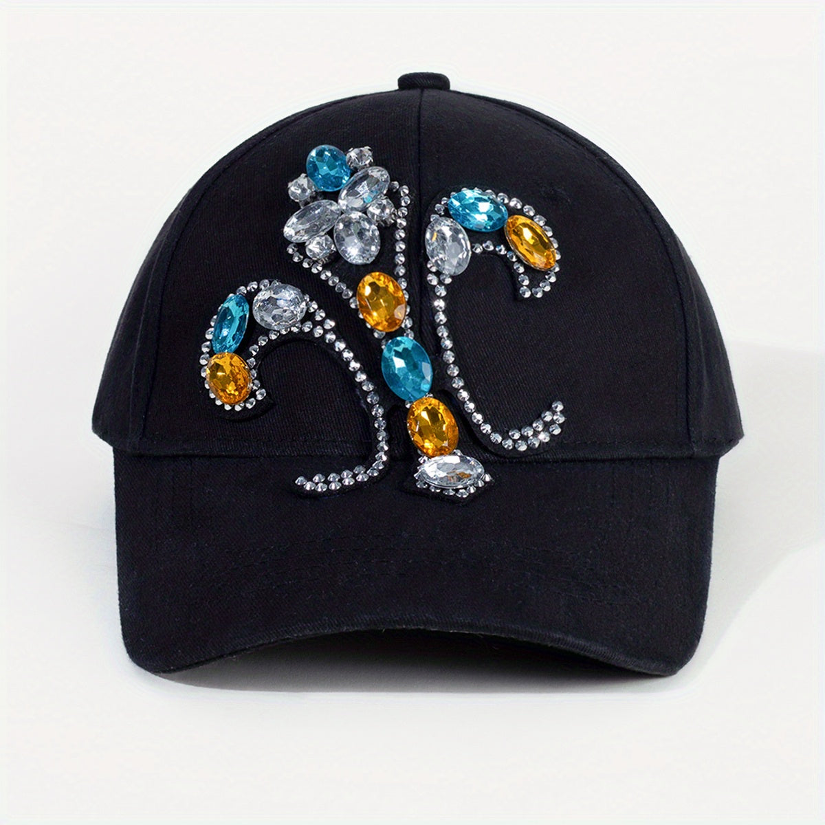 Y2K Cross Patch Baseball Cap Rhinestone Hip Hop Dad Hat