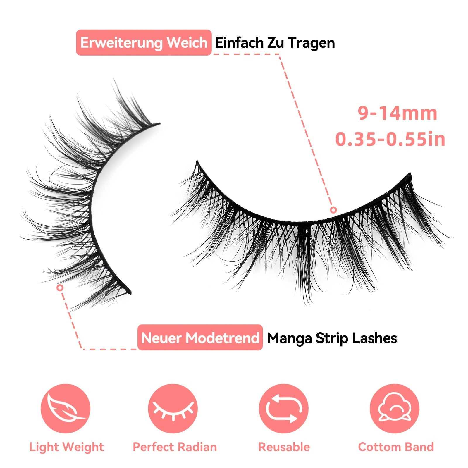 Cat Eye Faux Mink Lashes Natural Fluffy Eyelashes 3D Curling False Extension