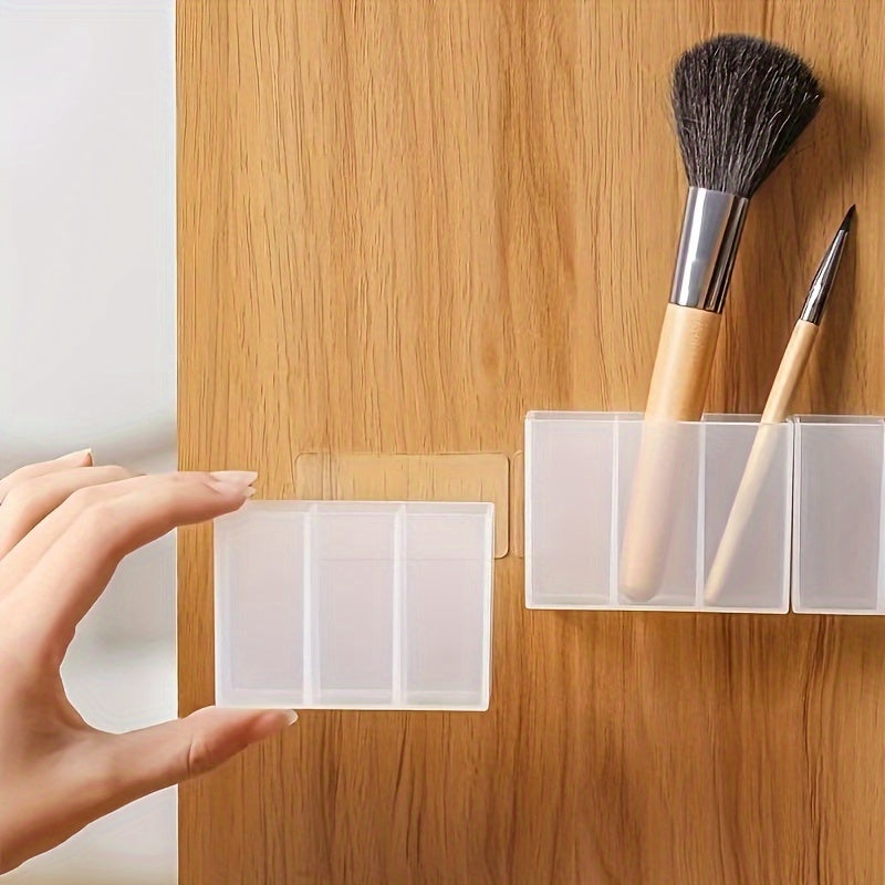 Small 3-Grid Transparent Wall-Mounted Storage Box for Eyebrow Pencil Lipstick