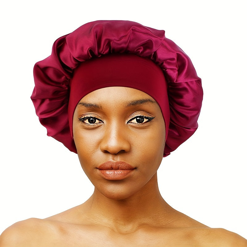 Wide Elastic Band Satin Sleep Bonnet Soft Night Sleeping Cap