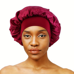 Wide Elastic Band Satin Sleep Bonnet Soft Night Sleeping Cap