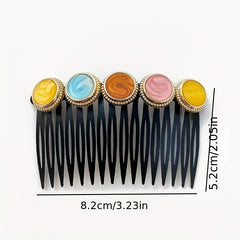 Colorful Flower Hair Comb with Rhinestones
