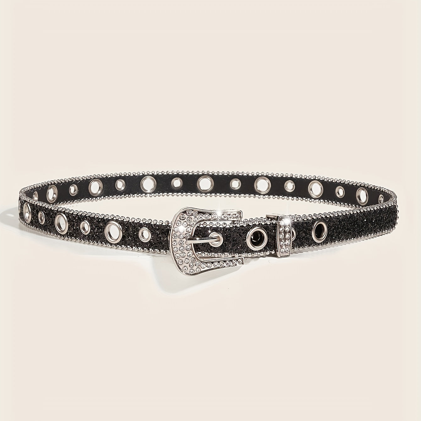Glitter Sparkling Rhinestone Belt Y2K PU Belt Hip Hop Decorative Belt
