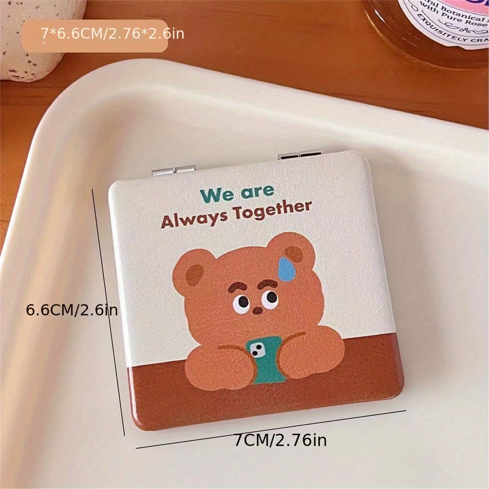 Animal & Letter Pattern Makeup Mirror Double Side Folding Vanity Mirror