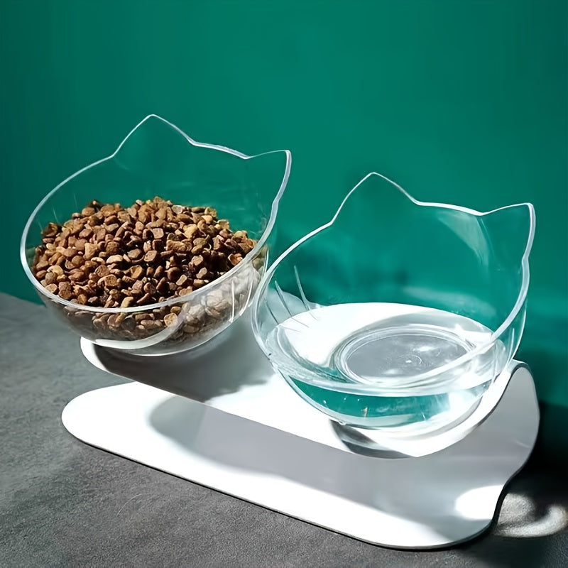 Cat Ear Pet Double Bowl Automatic Water Feeder for Cat Food Dog Basin