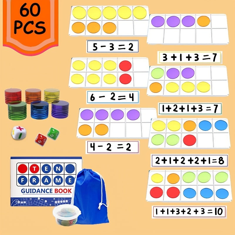 ROYLANZ Ten Frame Set Math Operation Game Math Counter Toys