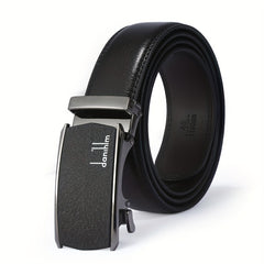 Men's Leather Auto Buckle Belt - Casual Style Black