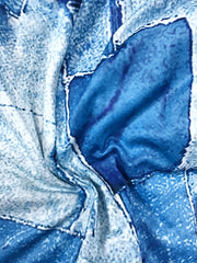 Women's Plus Denim Print Zip Up Top & Pants Set