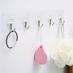 10pcs Transparent Self Adhesive Towel Hooks Heavy Duty Wall Stickers