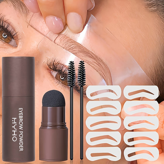 Eyebrow Shaping Kit with Stamp, Stencil, Brushes, Powder Stick - 3 Colors