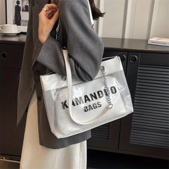 Large Shoulder Tote Bag with Transparent Jelly Design