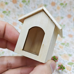 Wooden Dog House Model Toy with Puppy for Dollhouse Decor