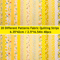 40pcs Yellow Series Quilting Fabric Strips 6x42cm for Patchwork DIY Crafts