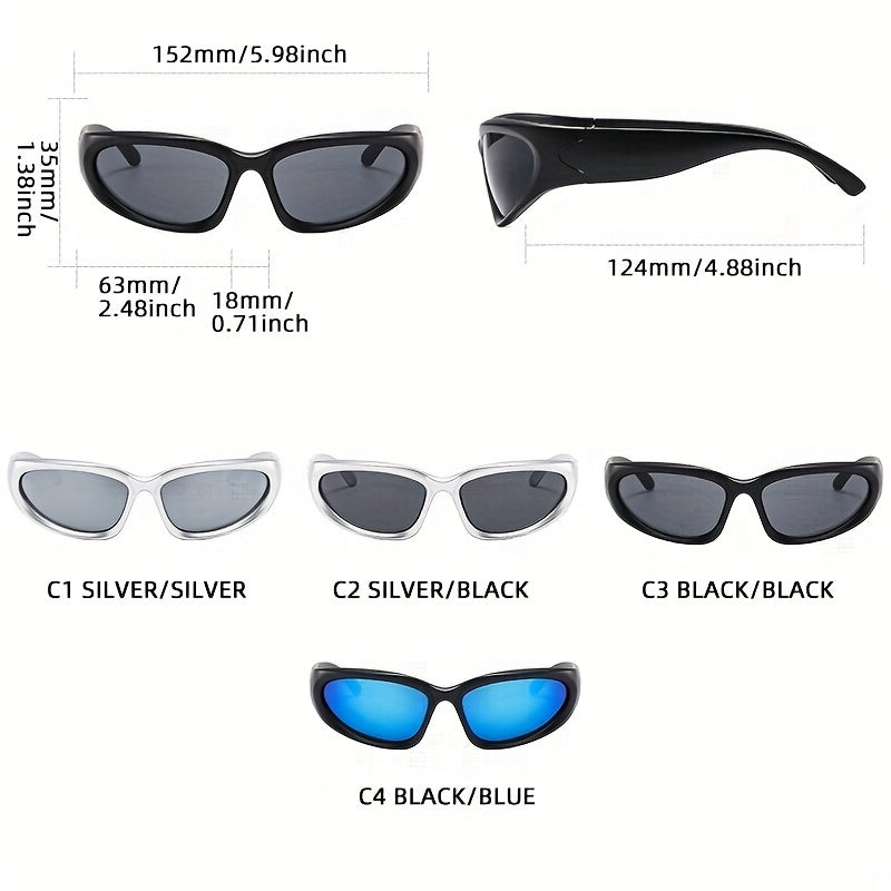 Y2K Wrap Around Sports Sunglasses Cyberpunk UV400 Sun Shades