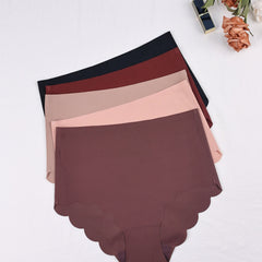 5pcs Scallop Trim Seamless High Waist Panties