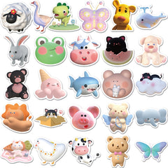 52pcs 3D Animal Waterproof Stickers For Luggage Phone Case Notebooks