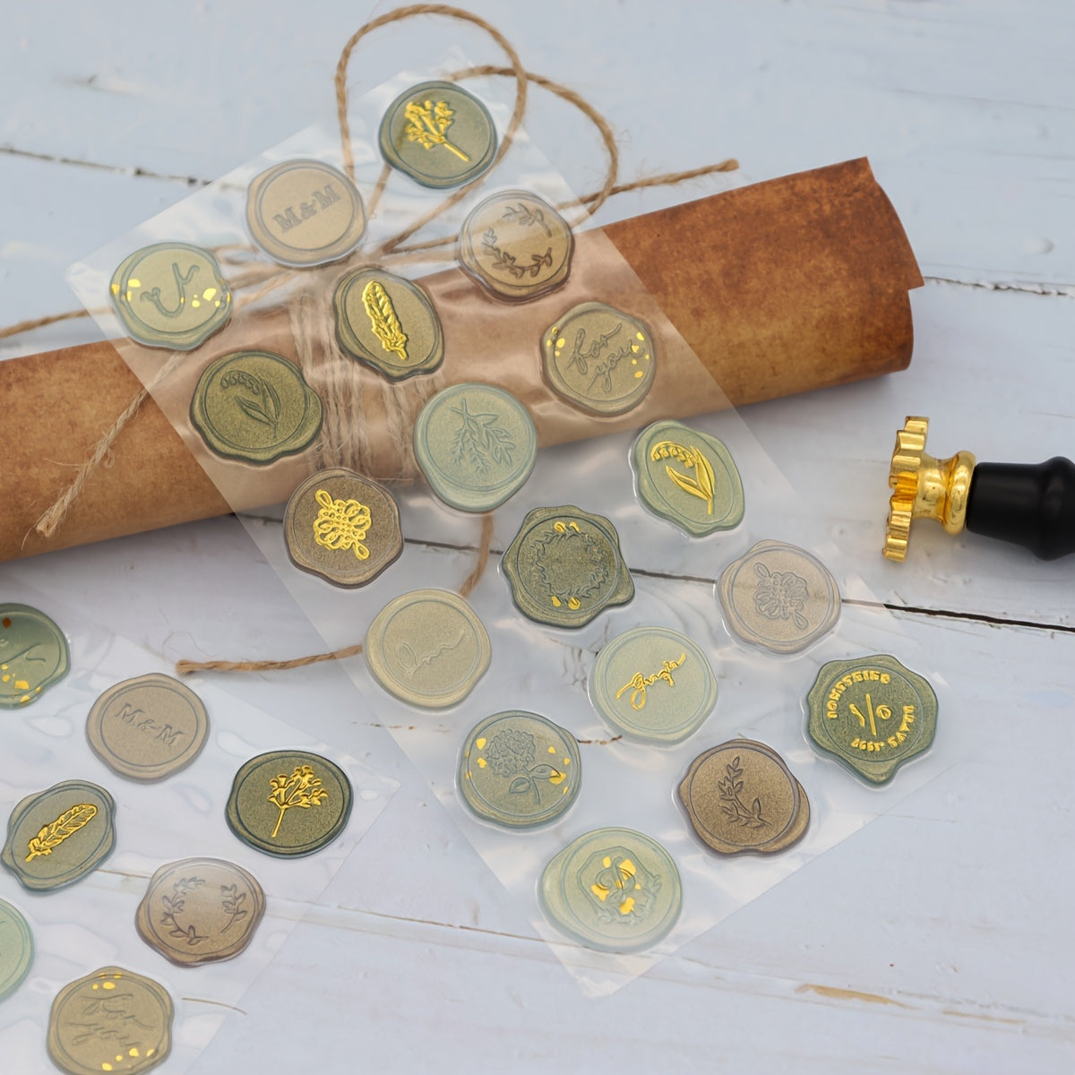 DIY Flower Bronzing Fire Paint Seal Stickers 18pcs