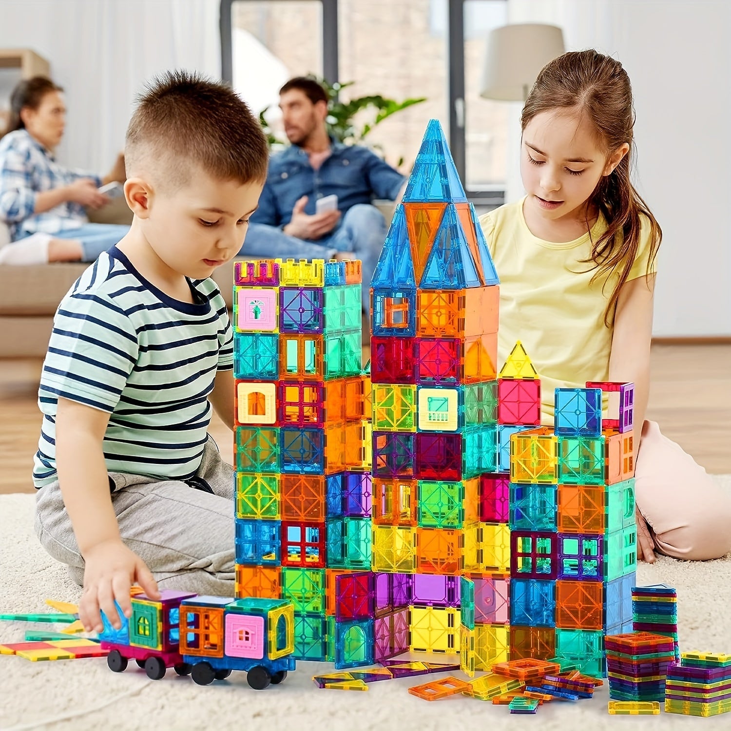 61-Piece Magnetic Building Block Set for Children 3D Magnetic Tiles