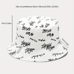 Sunshade Bucket Hat With Letter Printed Sun Hat For Daily Shopping