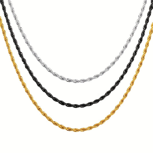 Stainless Steel Twist Chain Necklace for Men & Women