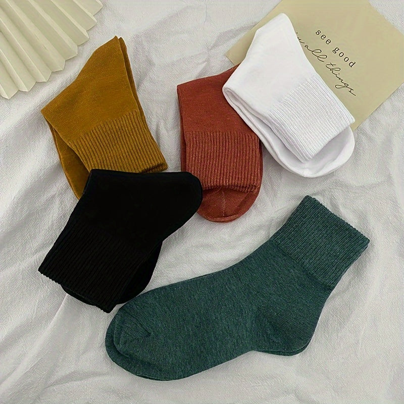 5 Pairs Soft Mid Tube Socks Women's Stockings