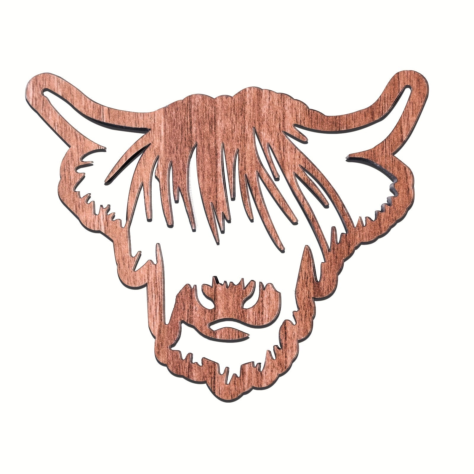 Highland Cow Wooden Coaster Hollow Out Cattle Table Mat