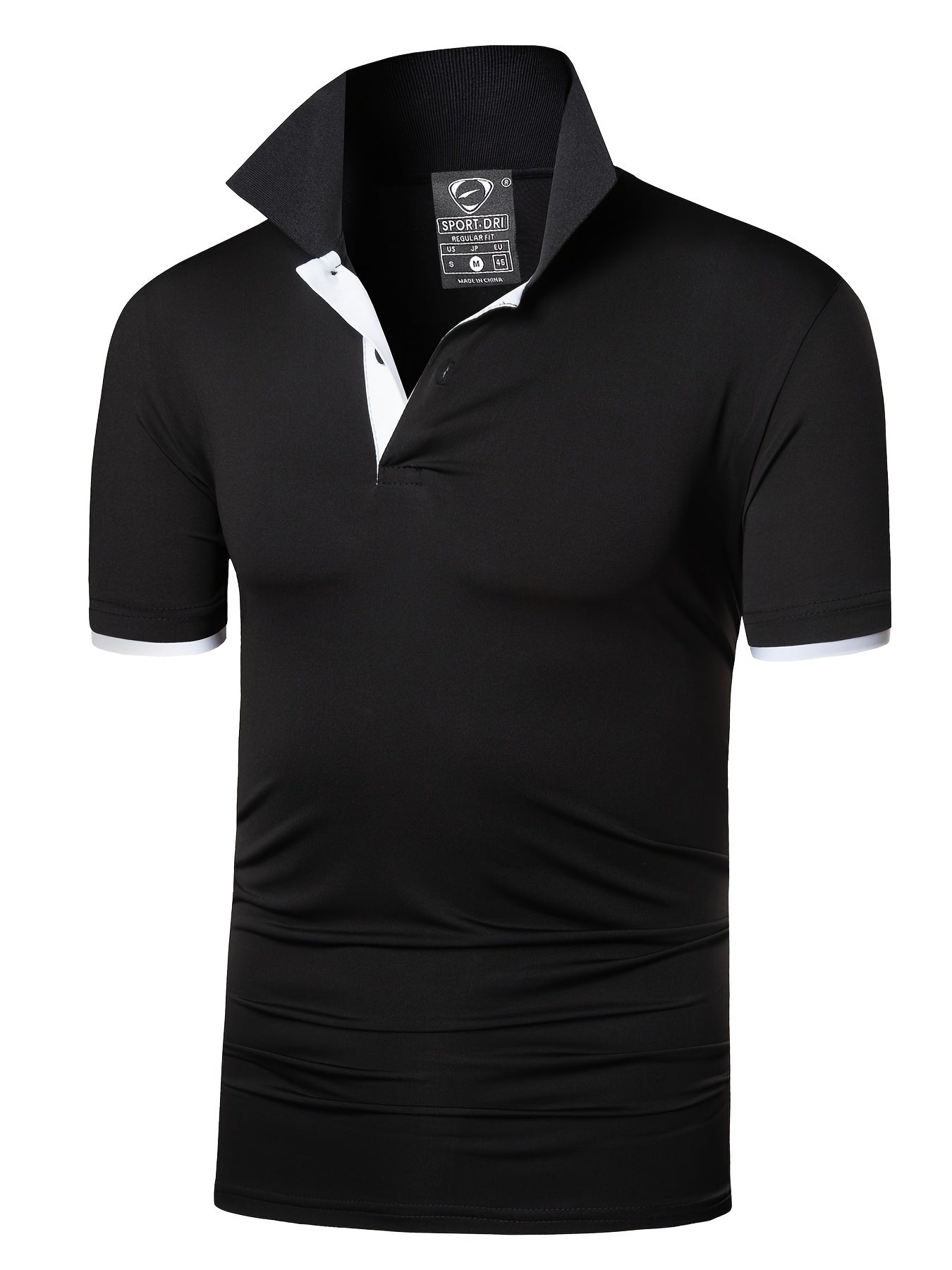 Men's Solid Sport Polo Shirt Quick Dry Active Mid Stretch Lapel Button Up