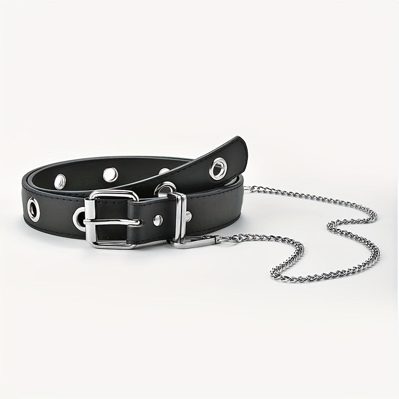 PU Leather Metal Buckle Belt Punk Hip Hop Chain Belt