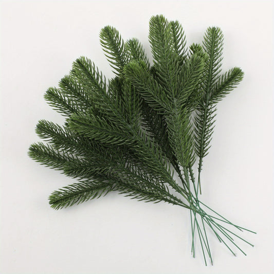 24Pcs Faux Green Pine Needles Cedar Greenery Leaves Garlands Indoor Outdoor