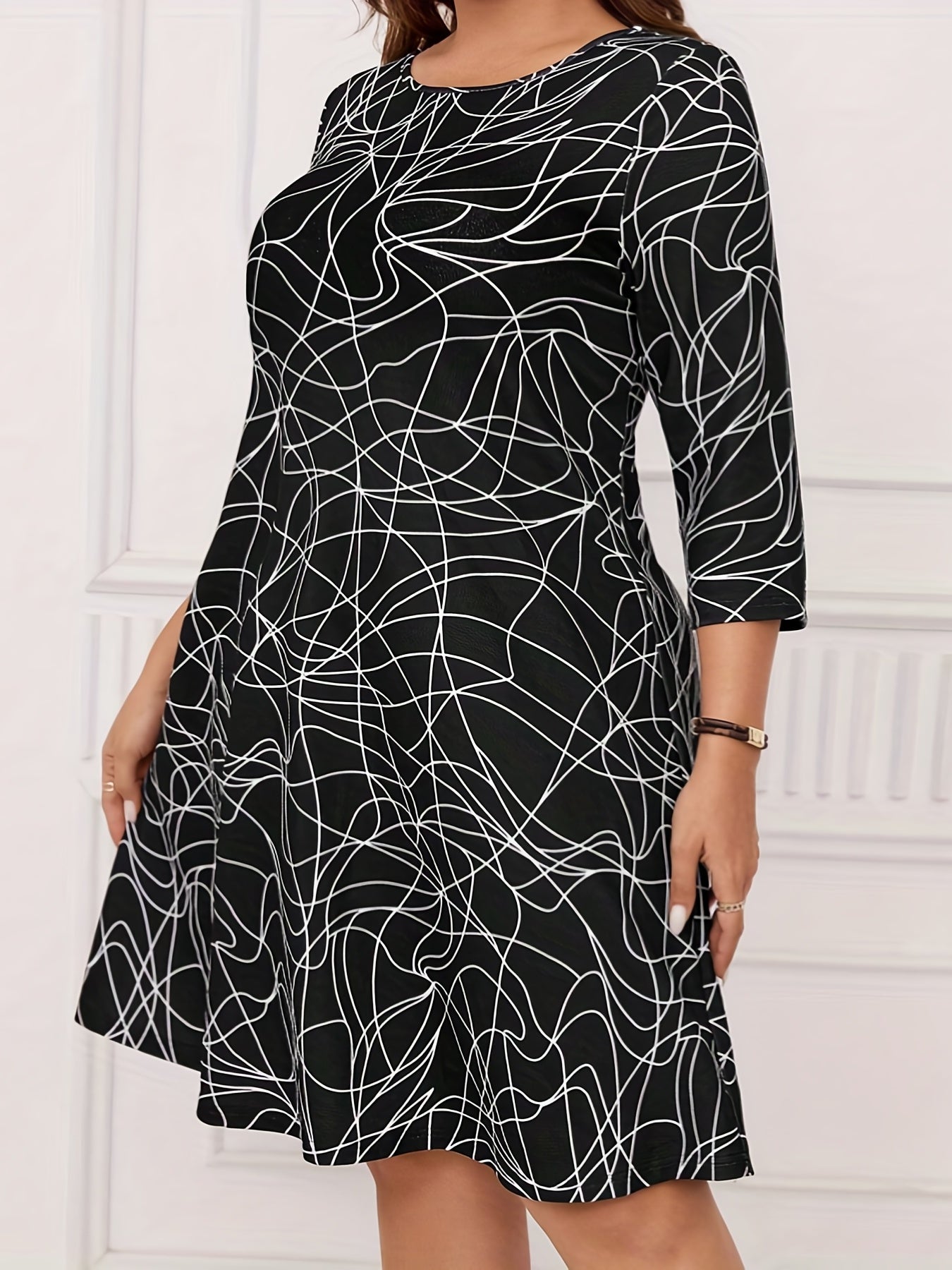  Stripe Print A Line Dress