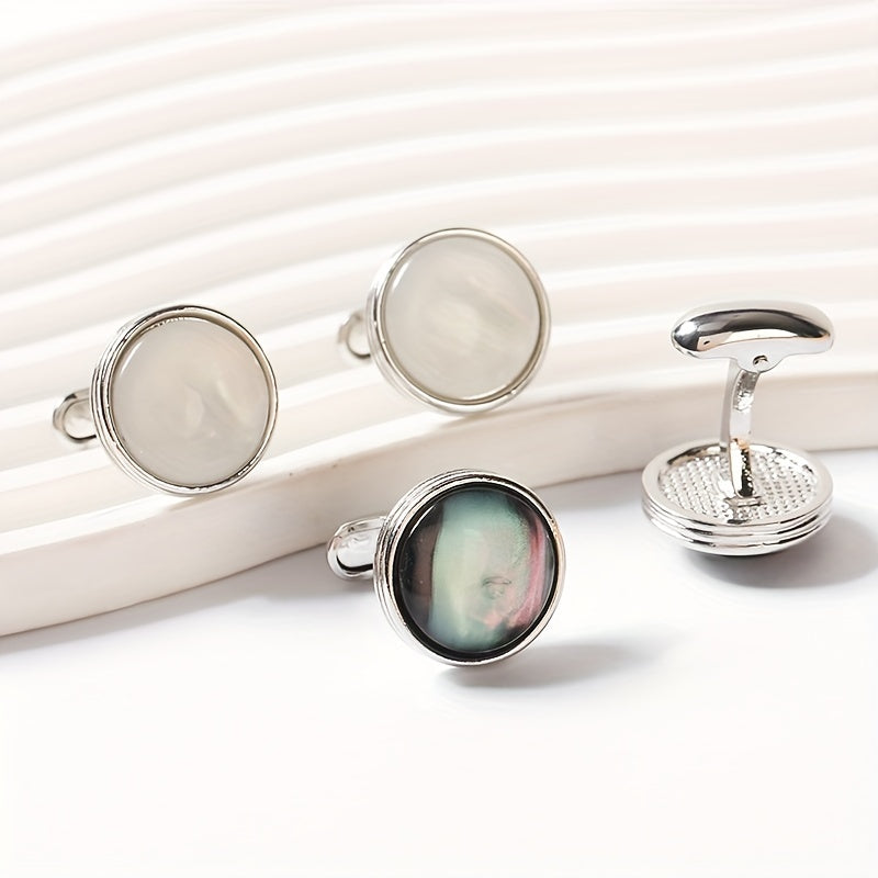 Crystal Inlaid Button Cufflinks Wedding Accessories