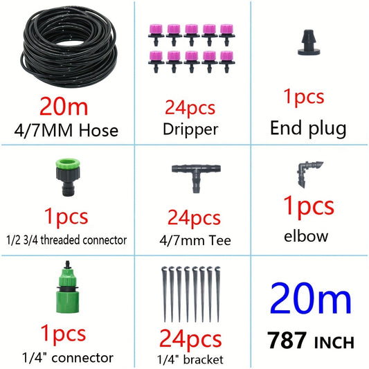 DIY Drip Irrigation System Automatic Watering Kit with 8 Hole Dripper Sprinkler