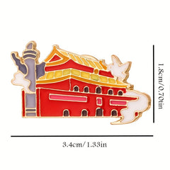 Chinese Style Scenic Monument Brooch DIY Clothes Hat Bag Backpack Accessory