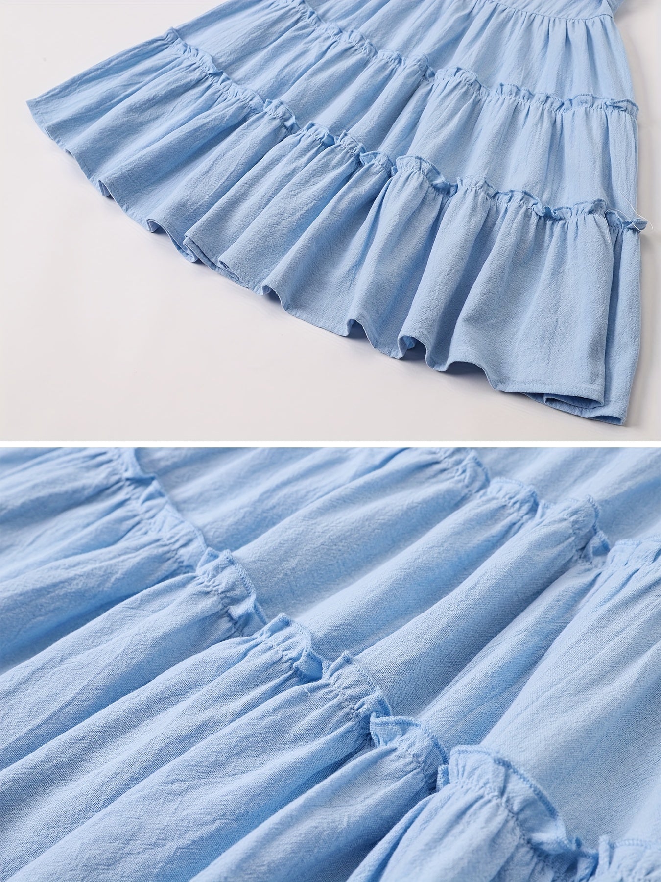 Girls Flutter Sleeve Ruffle A Line Dress Sweet Princess Style Sundress