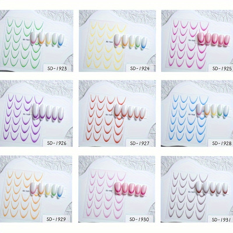 French Gradient Nail Stickers 12 Set Waterproof Solid Thin Tough Nail Stickers