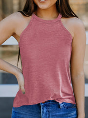 Solid Round Neck Tank Top Casual Loose Sleeveless Tank Top