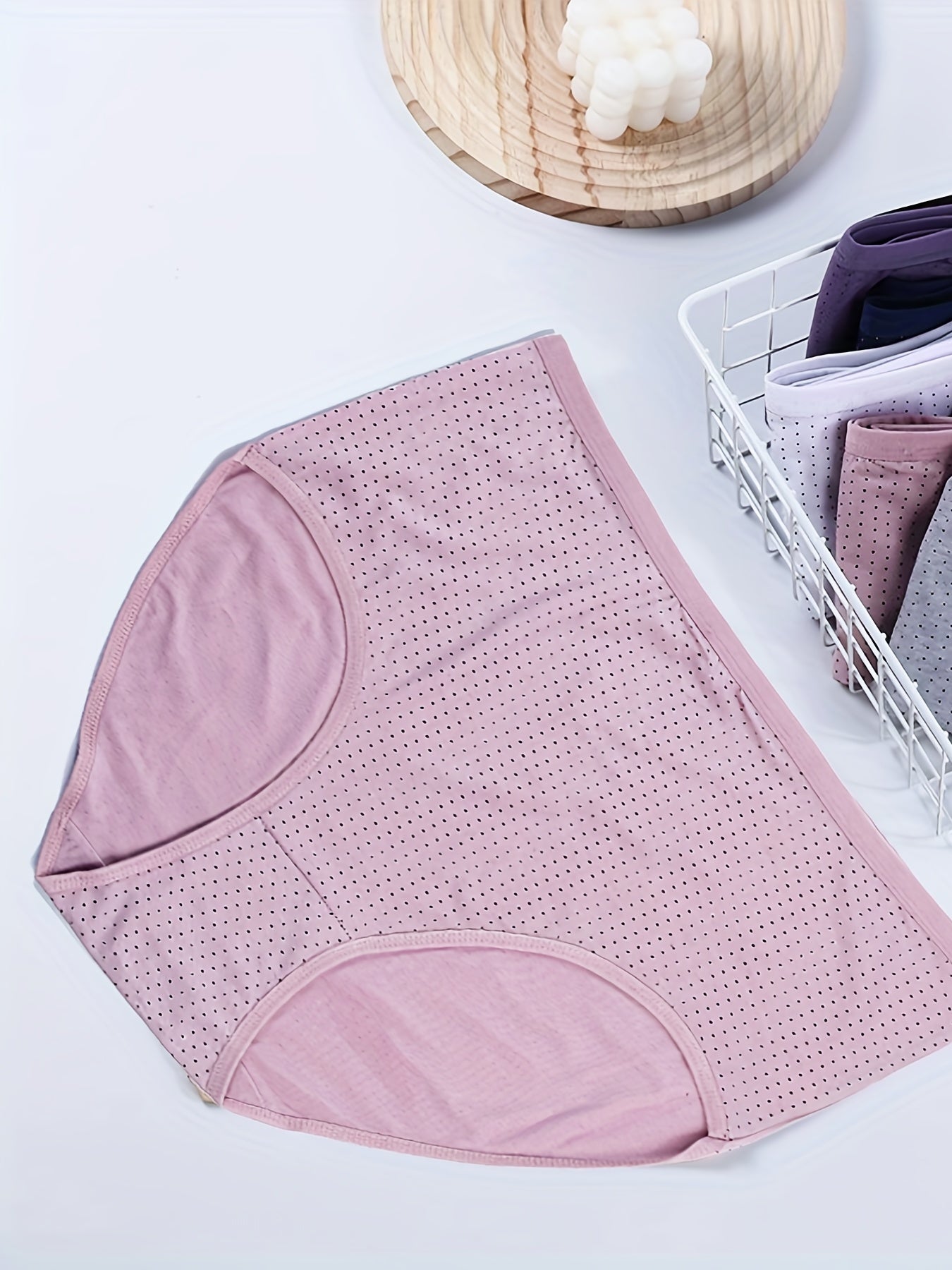 4 Pack Women's Plus Size Dot Print Underwear Set
