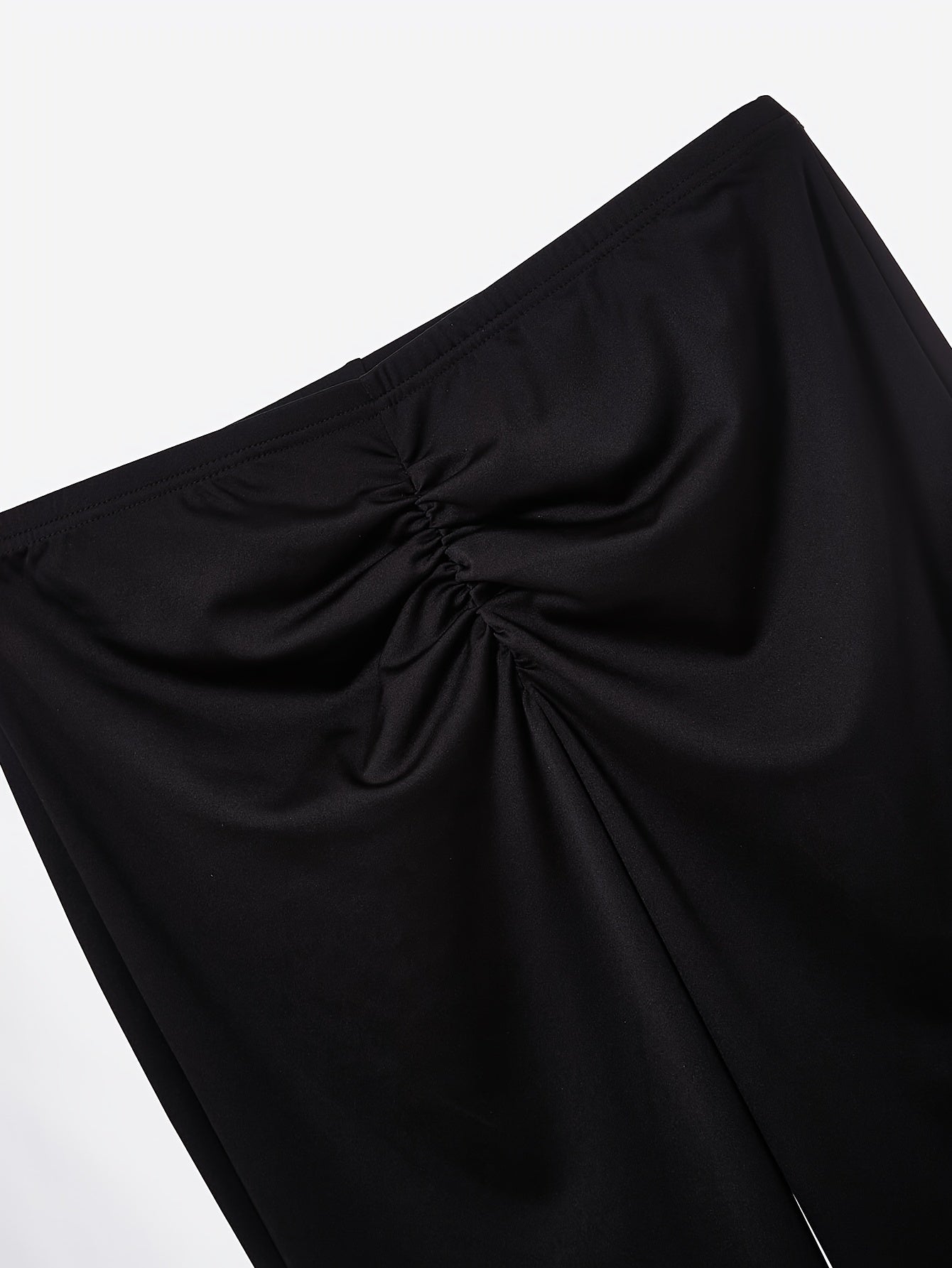  Solid Ruched Flared Leg Trousers