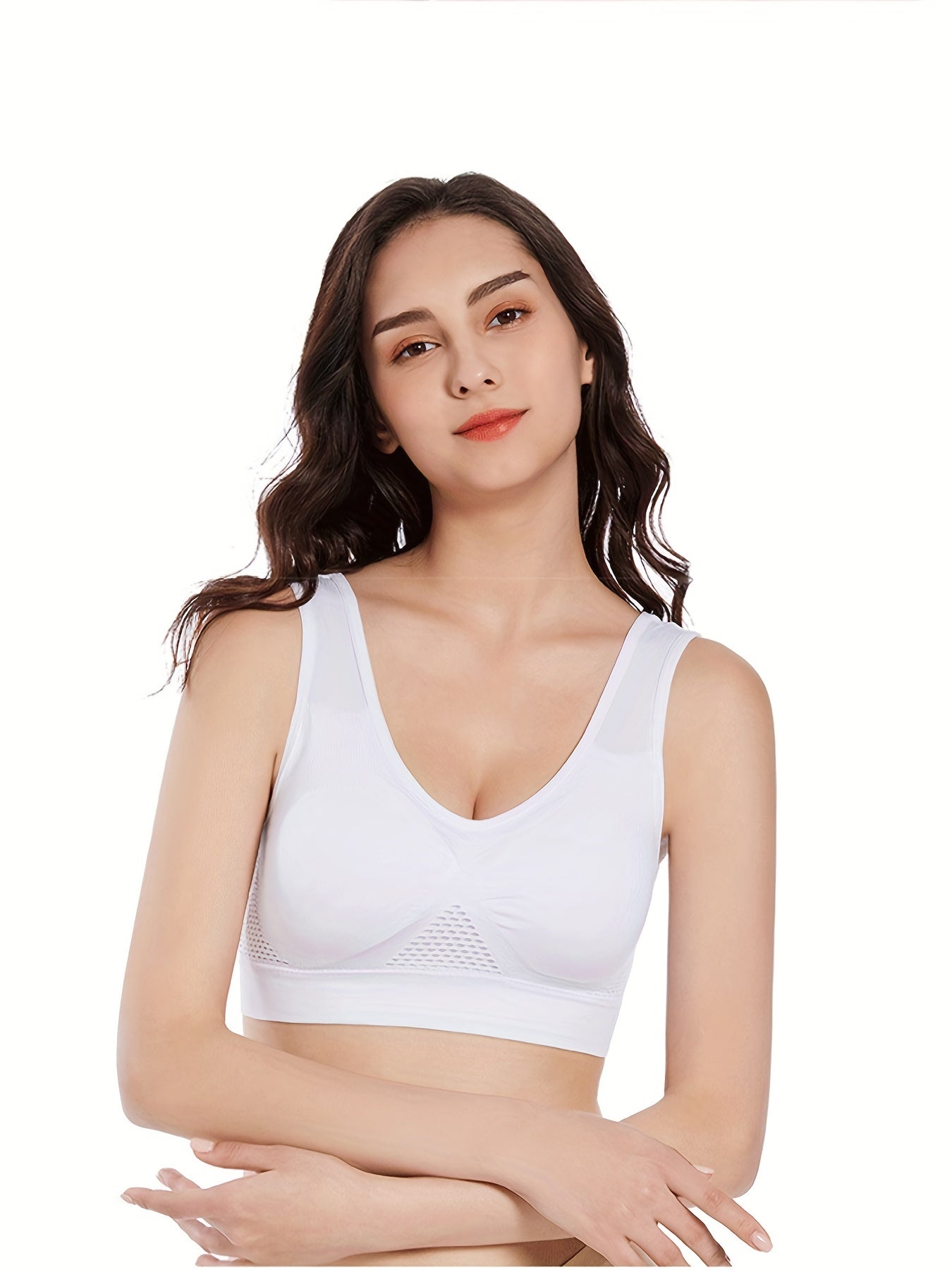 3 Pcs Women's Sports Bra Wireless Hollow Mesh Yoga Bra