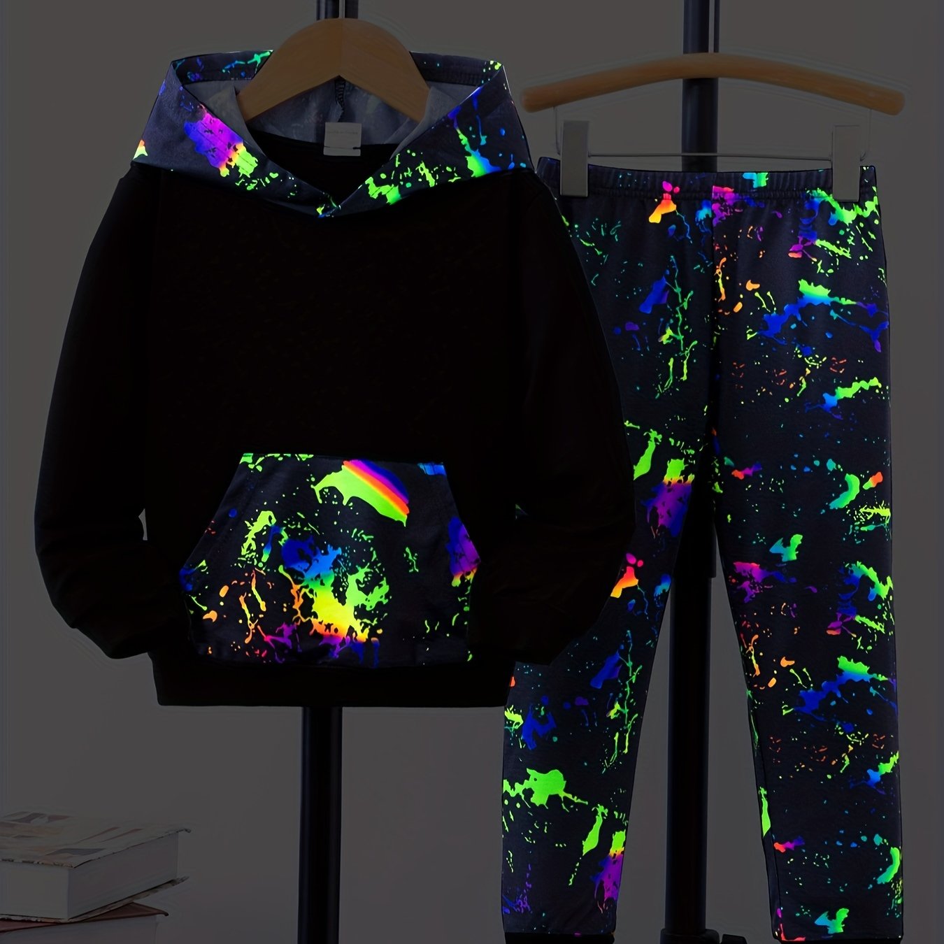 Boy's Paint Splash Pattern 2pcs Outfit Set