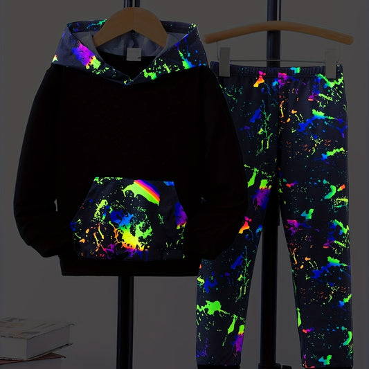 Boy's Paint Splash Pattern 2pcs Outfit Set