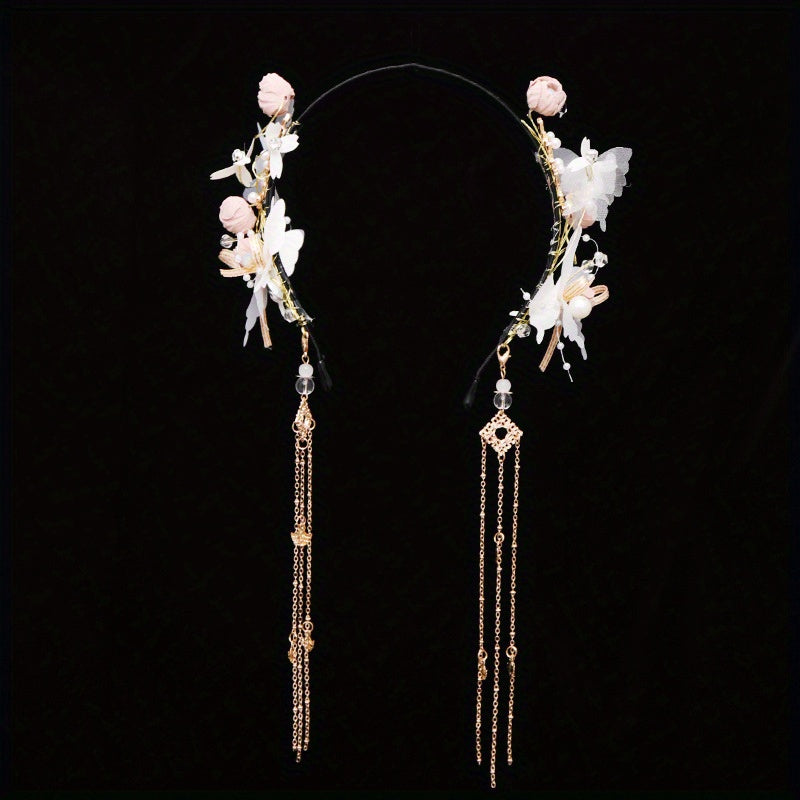 Chinese Style Hairband With Tassel Butterfly Flower Holiday Jewelry