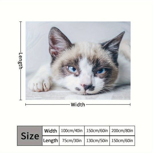 Creative Cat Blanket Fluffy Flannel Soft Lightweight Blanket for Sofa Bed Couch