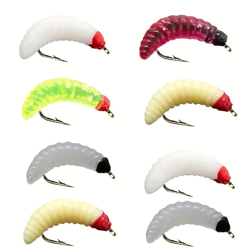 Artificial Maggot Fly Fishing Bait Wet Trout Worm Bait Hook